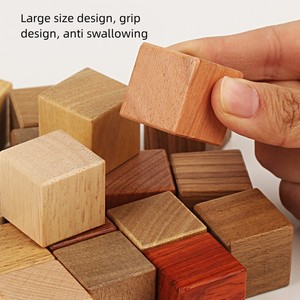 100pcs 2cm Colorful Wooden Square Cubes <strong>Building</strong> <strong>Blocks</strong> Toy <strong>Pattern</strong> Matching Stacking Toy DIY Math Game Gifts for Children - Product Image 3