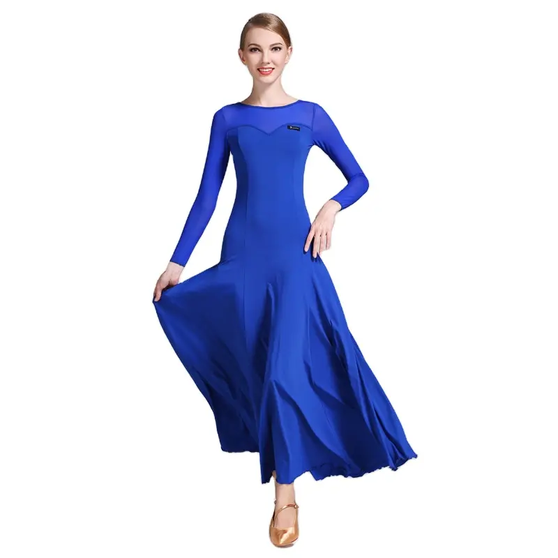 Vestido longo feminino para baile prática, moderno, waltzs, dança latina, dança