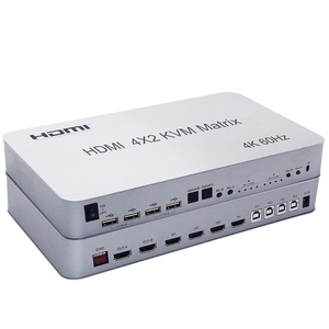 4K @ 60 4端口矩阵KVM交换机4X2 kvm交换机2端口双监视器4端口双监视器KVM交换机矩阵切换器USB - Product Image 1