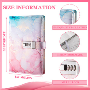 Cuaderno con contraseña A5 Cuaderno de oficina de negocios Cuero PU con bloqueo Cuaderno diario con bloqueo de contraseña - Product Image 3