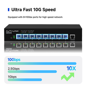 Conmutador de red multigigabit de 8 puertos, 10G, Capa 3, funciones gestionadas L3, conmutador de gestión fiable apilable - Product Image 5