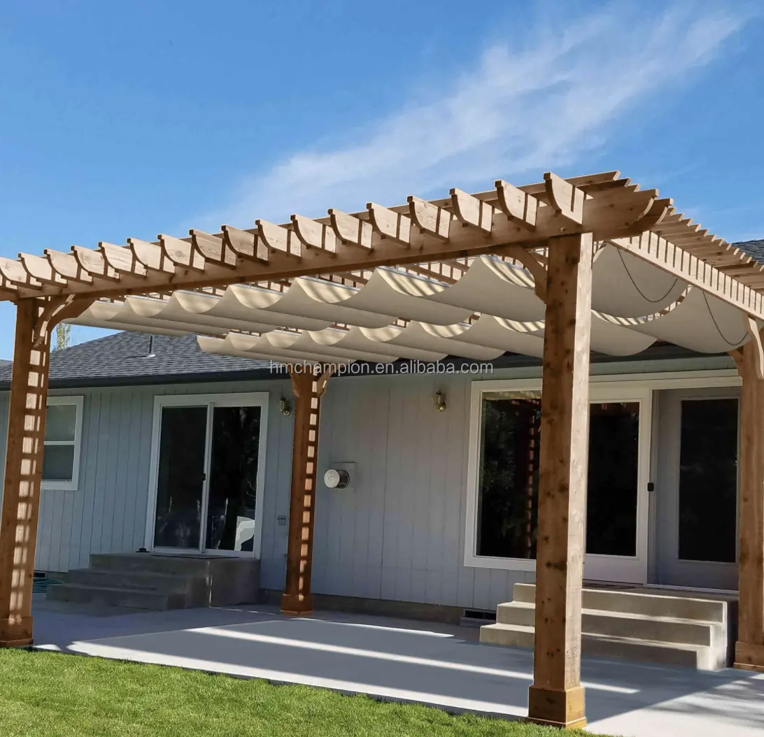 Toldo retráctil impermeable para exteriores, pérgola de reemplazo, cubierta de vela ondulada, de 3x16 pulgadas, producto directo de fábrica