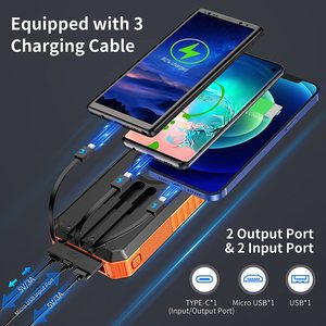 Impermeable 30000mAh qc3.0 Paquete de batería externa Tipo C Salida de entrada Dual Super Bright Flash Cargador Solar portátil banco de energía - Product Image 5