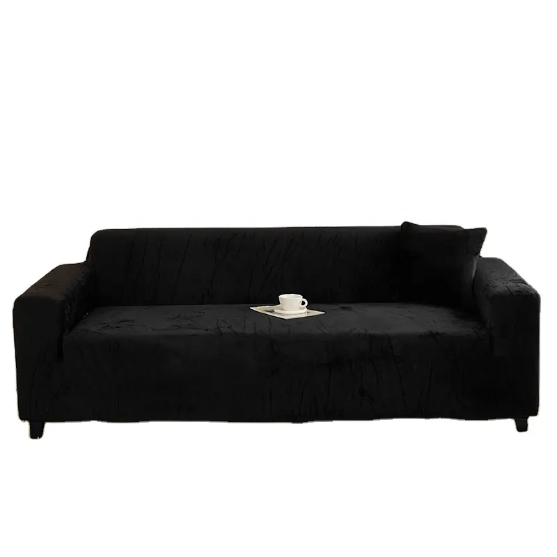 Capa de sofá de canto para concubina de 5 e 7 lugares, veludo corn-check espessado, cor sólida, capa de sofá simples para móveis