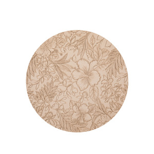 Atacado Cozinha PU Couro <span class=keywords><strong>Round</strong></span>-shaped Place Mats com padrão Floral Wipeable resistente ao calor Kitchen Dinning Table Mats
