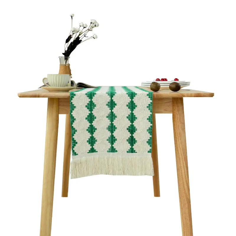 Bandiera da tavolo in stile nordico in cotone e lino, sensazione semplice e lussuosa, panno lungo per la copertura del tavolo da pranzo
