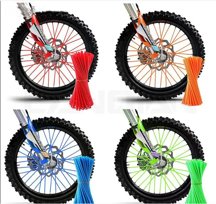 72 قطعة متعددة الألوان عجلة الدراجة غطاء سبوك لفائف دراجة نارية الإطارات أكمام سبوك بلاستيك زينة الدراجة الهوائية