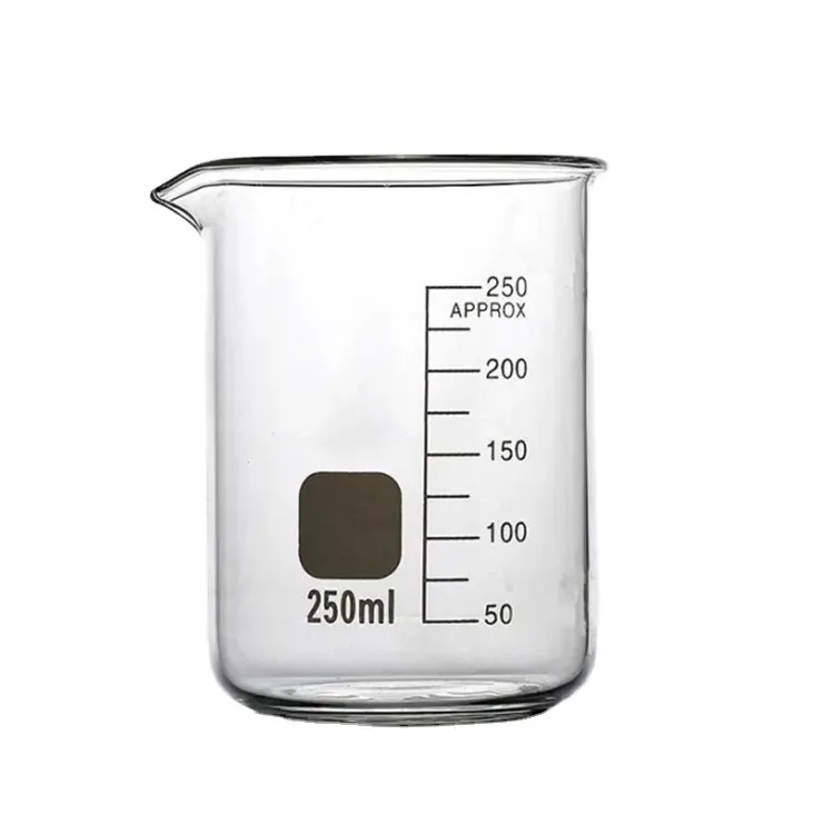 Mini vaso de mezcla transparente personalizado de la mejor calidad, químico vaso de vidrio de borosilicato con asa para uso en laboratorio