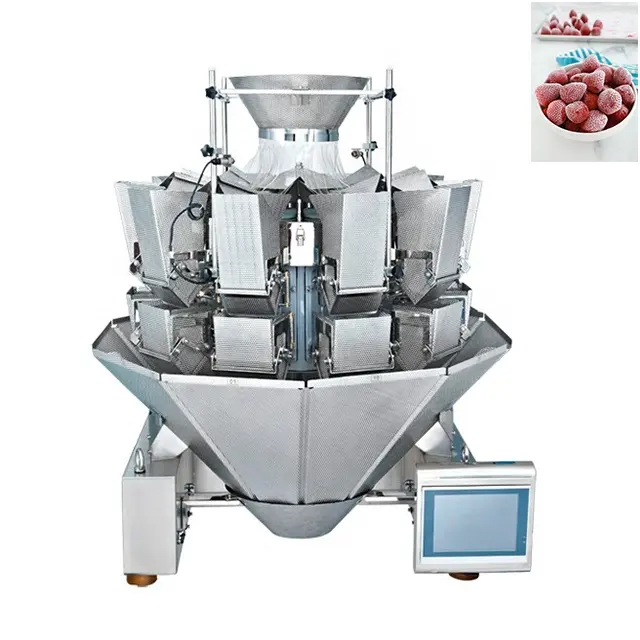 냉동 과일 살구색 딸기 제조 업체 14 헤드 무게 자동 계량 충전 포장 기계