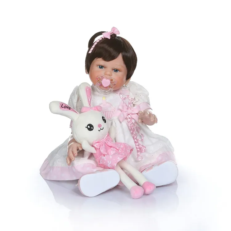 NPK-poupée bébé fille en silicone, jouet de bain lol, corps complet, 48CM, peinture détaillée à la main, 100%