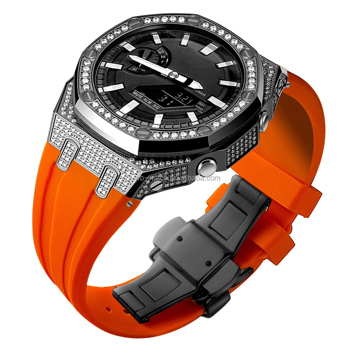 Boîtier noir + bracelet orange
