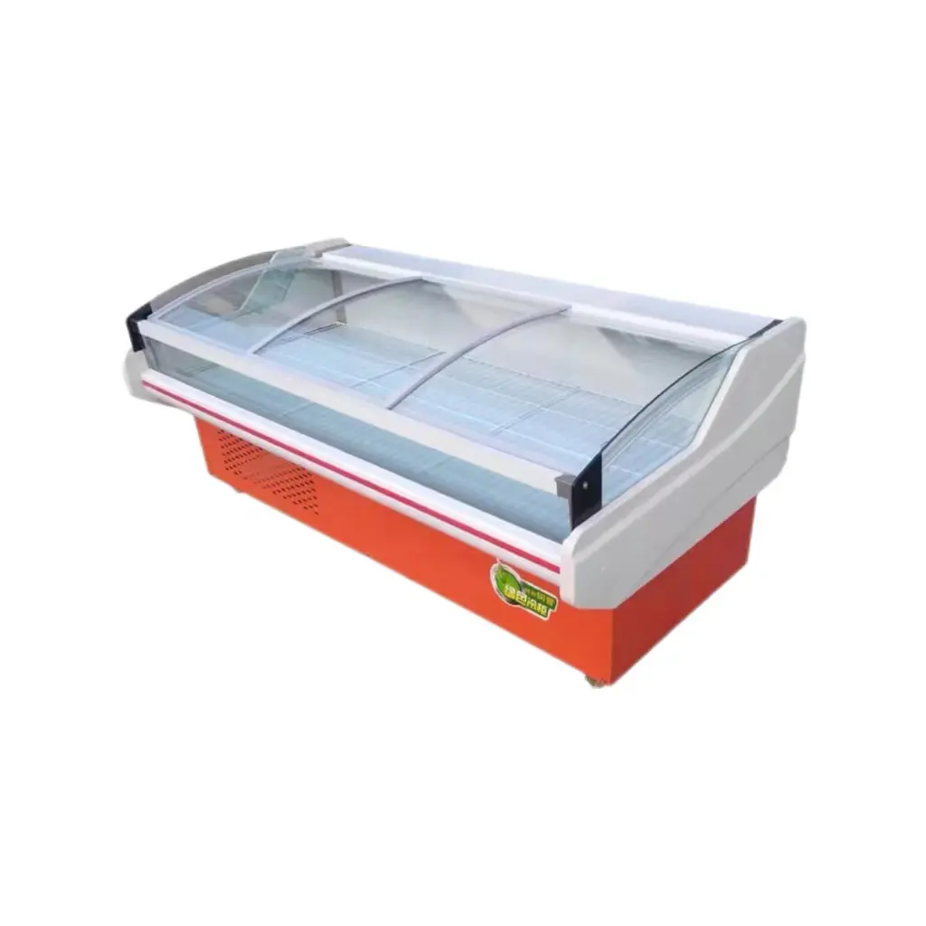 Hot selling large refrigerated display fresh meat cooked food refrigerator kitchen stainless steel freezer worktable