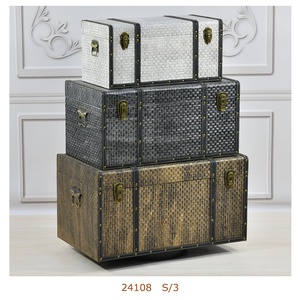 Ev dekoratif depolama dikdörtgen göğüs için ahşap gövde saklama kutuları Set - Product Image 2