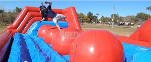 Large Interactive Inflatable <strong>Leaps</strong> N <strong>Bounds</strong> Wipeout Big Red Balls Inflatable Wipeout Obstacle Big Balls Wipe Out Obstacle Course - Product Image 4