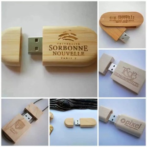 定制64GB黑胡桃木USB 3.0闪存驱动器激光雕刻标志木质笔架2.0盒装全新设计 - Product Image 6