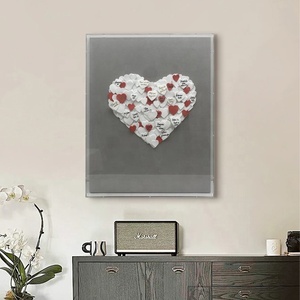 JZ Home Decor Mixed Media Artwork Abstract Acrylic Heart <strong>3D</strong> Painting Handmade Fashion Wall <strong>Art</strong> - Product Image 2