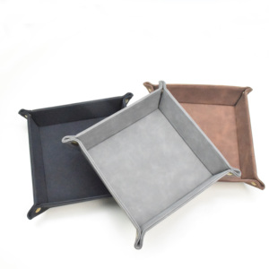 Trang chủ khay trang trí đôi bên gấp tổ chức catchall nâu giả PU Vegan da bảng trường hợp đồng hồ & khay tủ quần áo - Product Image 5