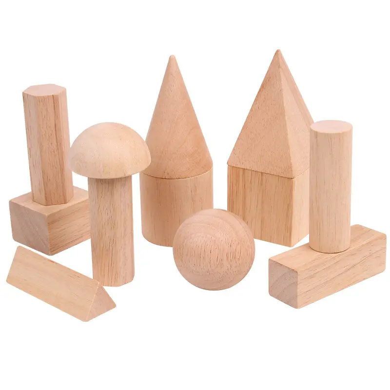 قوالب صلبة هندسية لموارد التعلم ، مجموعة أشكال خشبية مكونة من 12 شكل هندسي للأعمار من 6 +