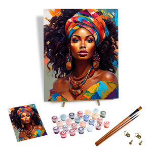 Tự Làm Châu Phi Sơn Bằng Số Kit Chân Dung Nghệ Thuật Tường Sơn Punk Người Phụ Nữ Bức Tranh Bằng Số 40X50 Trên Vải - Product Image 1