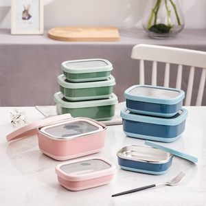 Contenedores de aperitivos de almuerzo de acero inoxidable a prueba de fugas, Juego de 3 fiambreras aptas para lavavajillas, trío anidado con tapas de silicona para guardería - Product Image 1