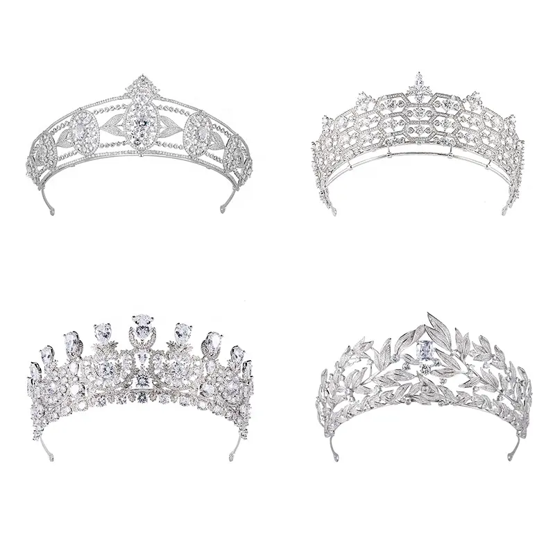 Styles mixtes reine couronnes zircone diadèmes femme Zircon bijoux de cheveux diadème princesse diadème pour Pageant fête accessoires de mariage