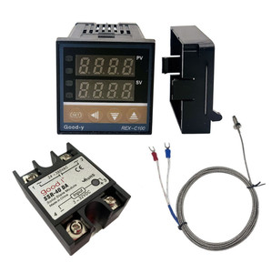 Termostato REX-C100 controlador de temperatura Digital, salida tipo K SSR 40DA SSR relé K/J tornillo M6 1m, sonda termopar RKC - Product Image 1