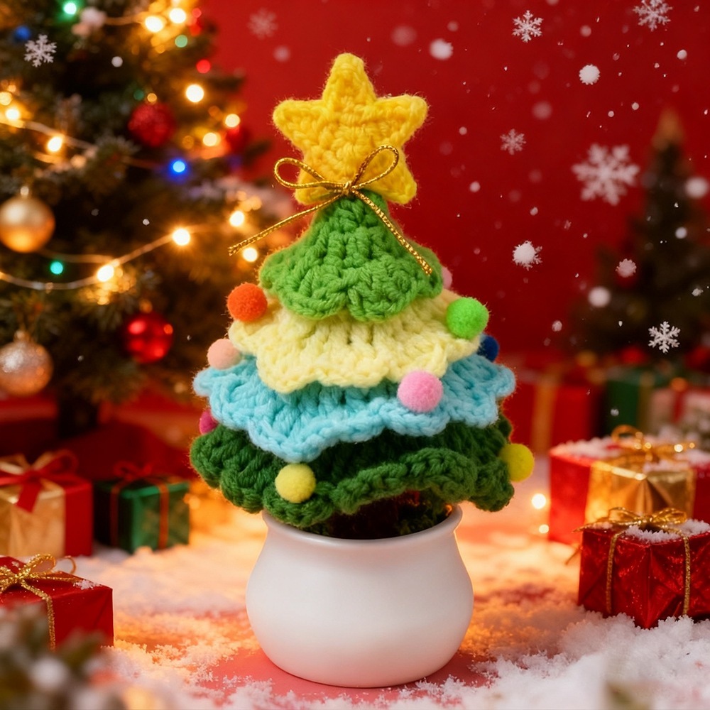 Christmas tree potted plant-small white pot-gradient blue