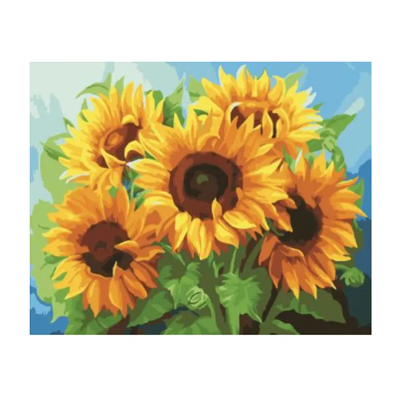 40x50CM dipinto a olio fai da te con girasole personalizzato fatto a mano con cornice per la decorazione della parete del soggiorno