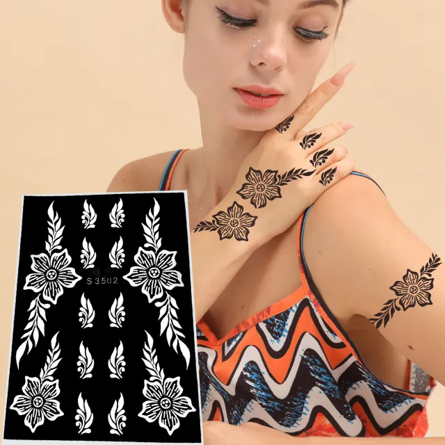 Commercio all'ingrosso body art mehndi adesivi prodotti nail art screen henné modello tatuaggio svuotando gli adesivi henné