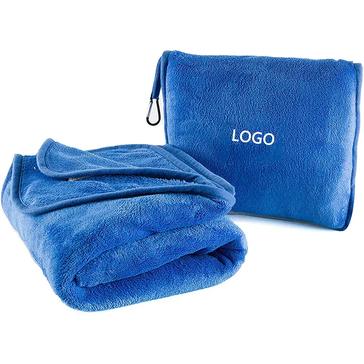 Manta y almohada de viaje portátil para exteriores, cálida y acogedora, manta de viaje 2 en 1, manta ligera para viajes en avión