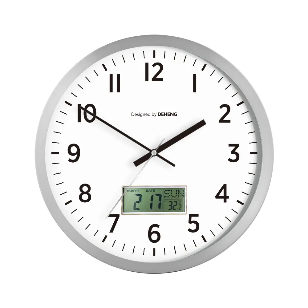 Металлические настенные часы с ЖК-дисплеем, 12 дюймов