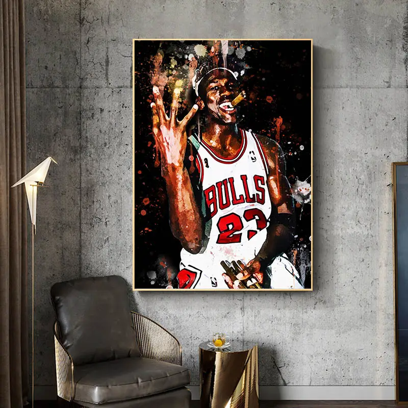 Modern Basketball Players Cigar Smoking Wall Art immagini e poster per la decorazione domestica per la decorazione della stanza dei ragazzi Canvas Caudros