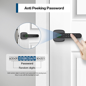 מנעול דלת חכם מנעול טביעת אצבע דיגיטלית ללא מנעול חכם דיגיטלי מנעול שחור עם ידית ידית סמא - Product Image 6