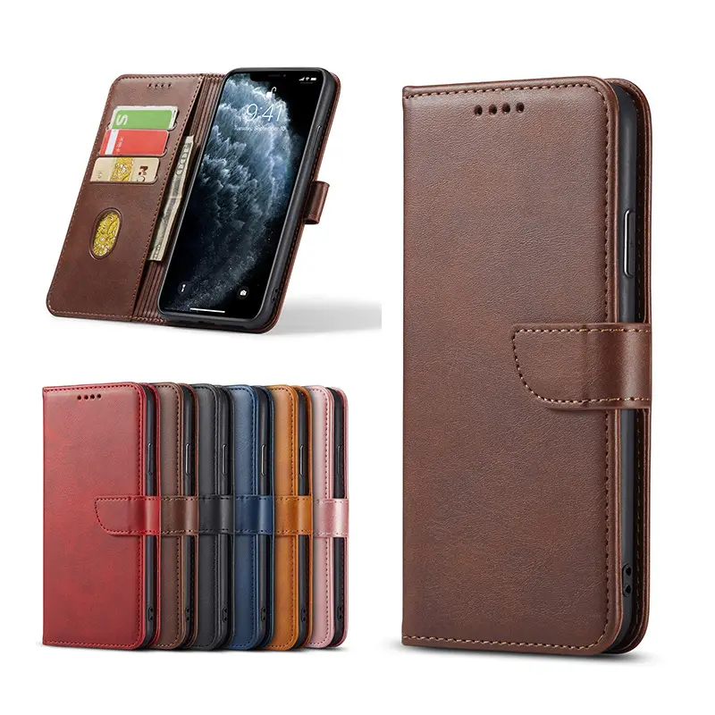 Classic PU Leather Card Wallet Bag Phone Case for IPhone 11 12 Pro Max Samsung Galaxy Huawei Nokia Sony Flip Phone Cover