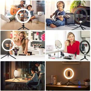 ไฟวงแหวน LED แบบปรับความสว่างได้รีโมทคอนโทรล6 8 10 12นิ้วพร้อมขาตั้งกล้องสำหรับวิดีโอแต่งหน้าสตูดิโอสด - Product Image 5