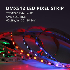 RGB гибкая Пиксельная световая лента DMX512 1990, цифровой сигнал, полноцветная светодиодная лампа постоянного тока 12 В, 24 В, 60 светодиодов/м, TM512AC, встроенная ИС, программируемая - Product Image 2