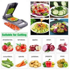 Wholesale Multipurpose 15 In1 <strong>Dual</strong> Use Stainless Steel Vegetable Cutlery <strong>Cutter</strong> Dicing <strong>Cutter</strong> Kitchen Tool Slicers Chopper - Product Image 2