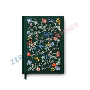<strong>Custom</strong> Luxury Flower Floral Embroidery Foiling Linen Cloth Journal Hardcover Bound Personalized <strong>Printing</strong> Diary Planner <strong>Notebook</strong> - Product Image 4