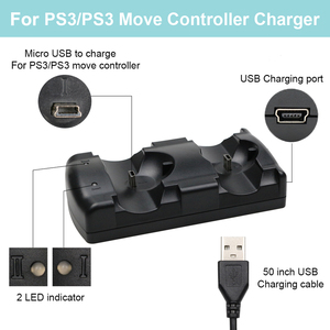 2合1双充电座PS3移动Playstation 3控制器操纵杆游戏手柄双充电器快速船 - Product Image 5