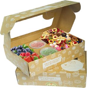 Bakery Take Out Containers <strong>2</strong> Sauce Cup Holder Window Box for Desserts Snacks Bread Oil-Proof 'Deliver to Go' Cake Box - Product Image 1