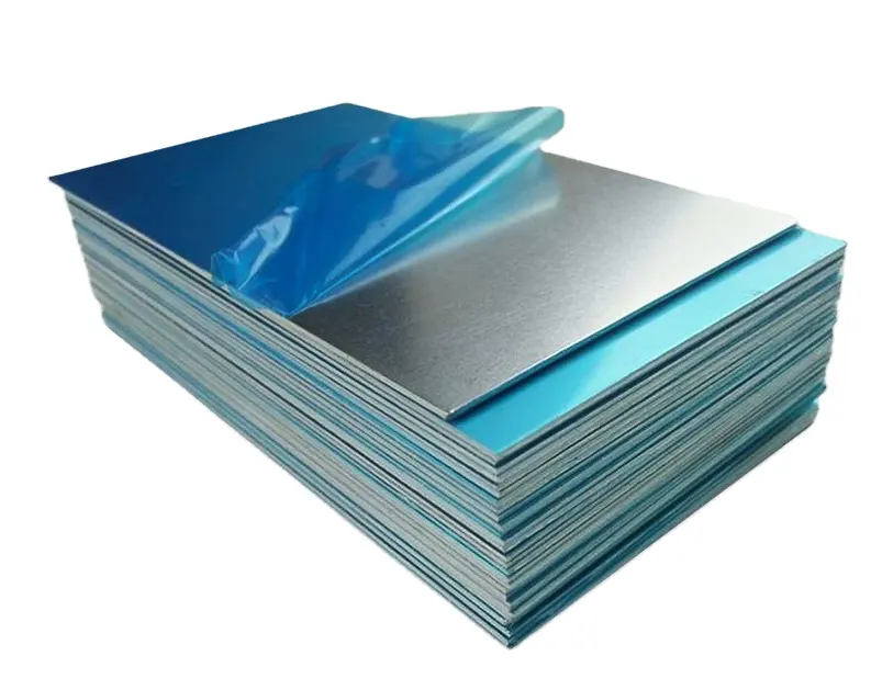 Preço direto de fábrica com película de pvc azul 3mm, folha de alumínio 4x8 pés para fabricação de metal