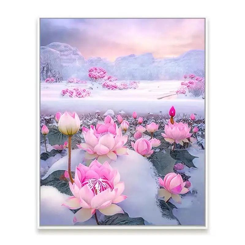 ภาพวาดศิลปะติดผนังสินค้าออกใหม่ภาพพิมพ์ติดผนังรูปภาพดอกไม้บานดูพระพุทธรูป