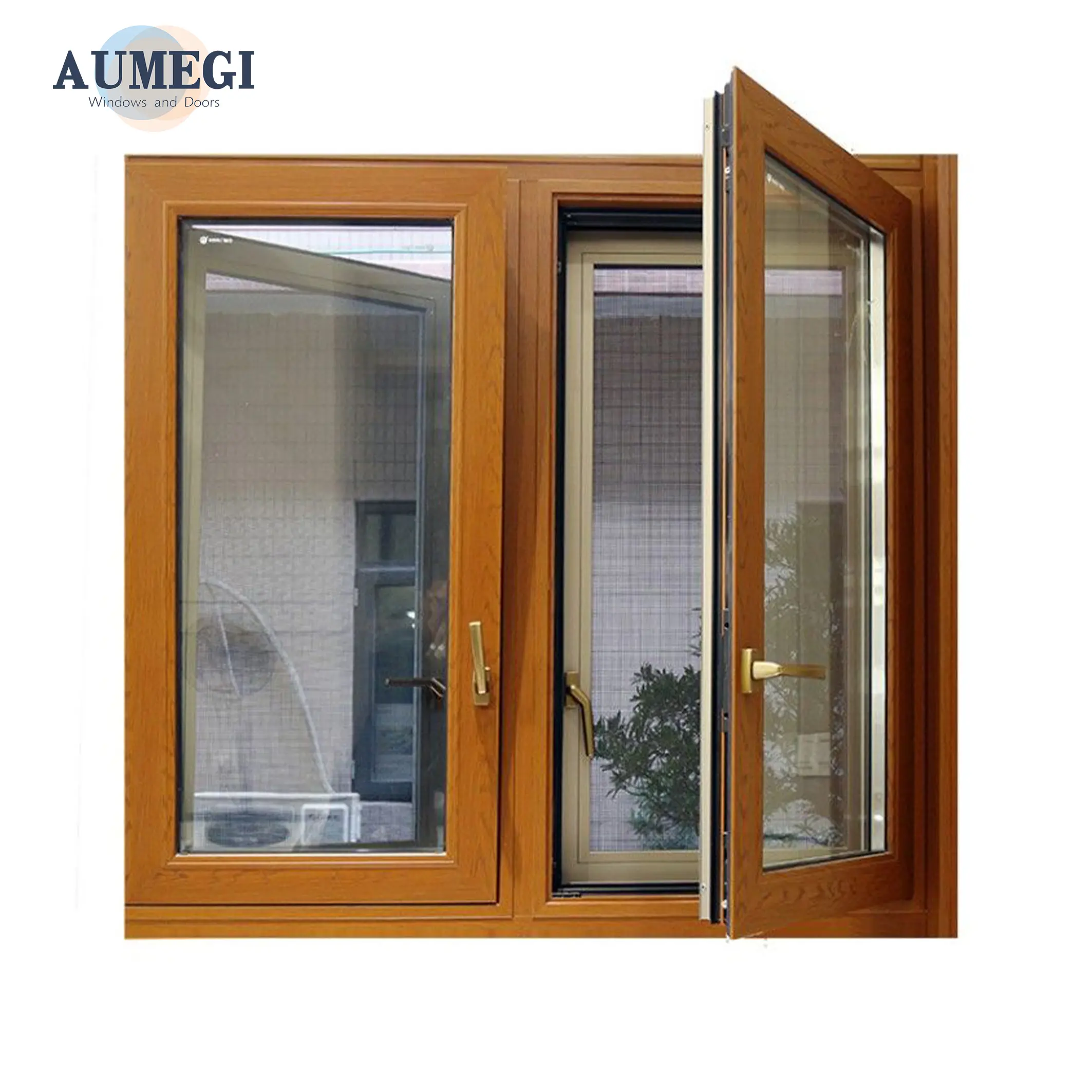 Aumegi Low-E Vidro Casement Window Com Grill Design Preço Filipinas Casement Window Com Screen Tilt E Turn Windows