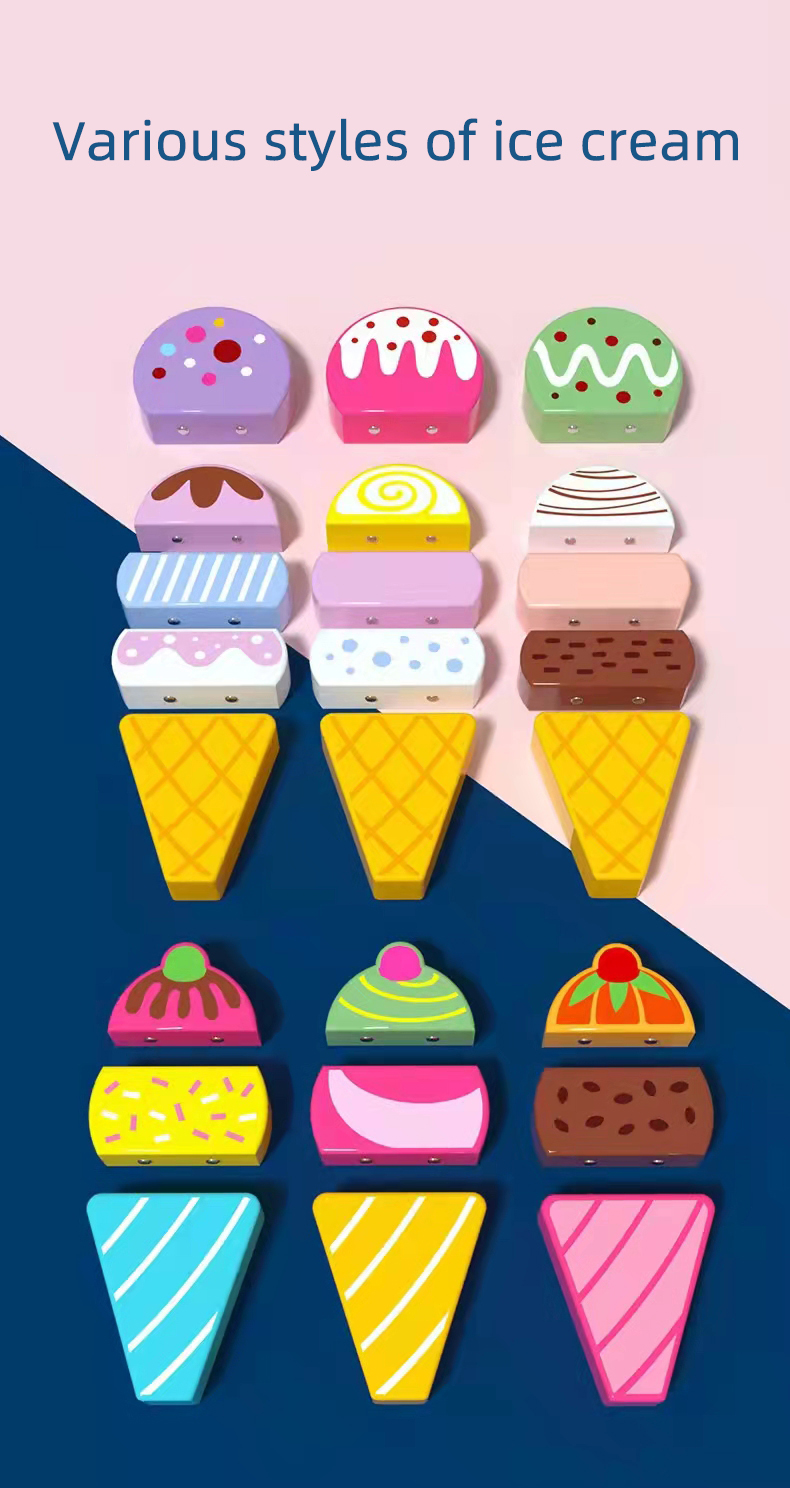 Wooden ice cream truck toy magnetic DIY ice cream kids wooden toy