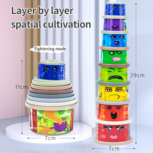 Montessori phong cách 8 cái chất lượng cao xếp chồng ly đồ chơi để phân loại và xếp chồng trẻ em tắm stackers hộp đóng gói - Product Image 5