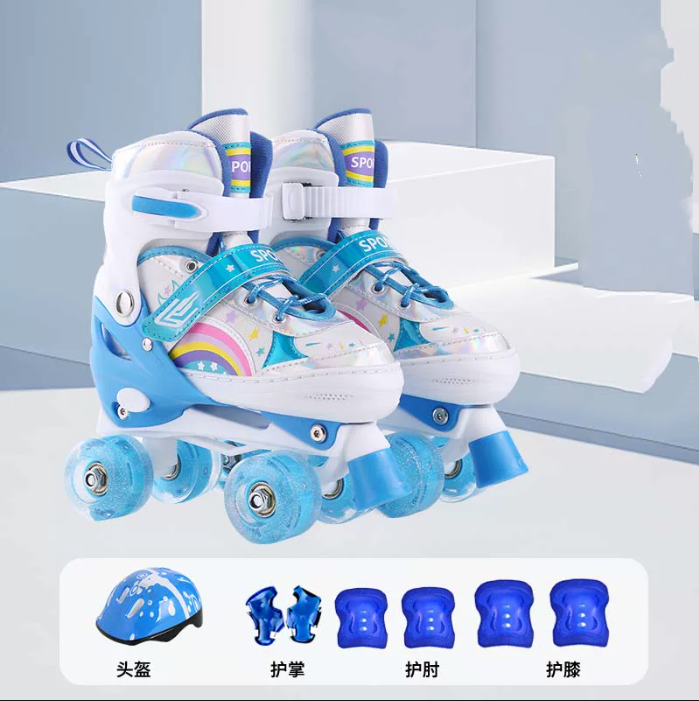 Ruedas Blue Flash + Casco + Equipo de protección