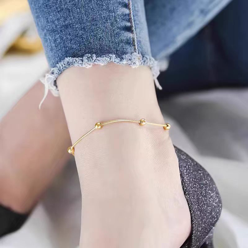 Bracelet de cheville en perles chaîne serpent doré