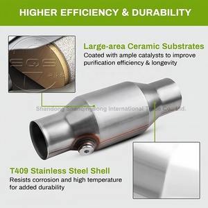 SQS, catalizador automático de alta calidad, convertidor catalítico frontal de alto flujo de 2,5 ", ajuste catalítico Universal con puerto O2 (compatible con EPA) - Product Image 4