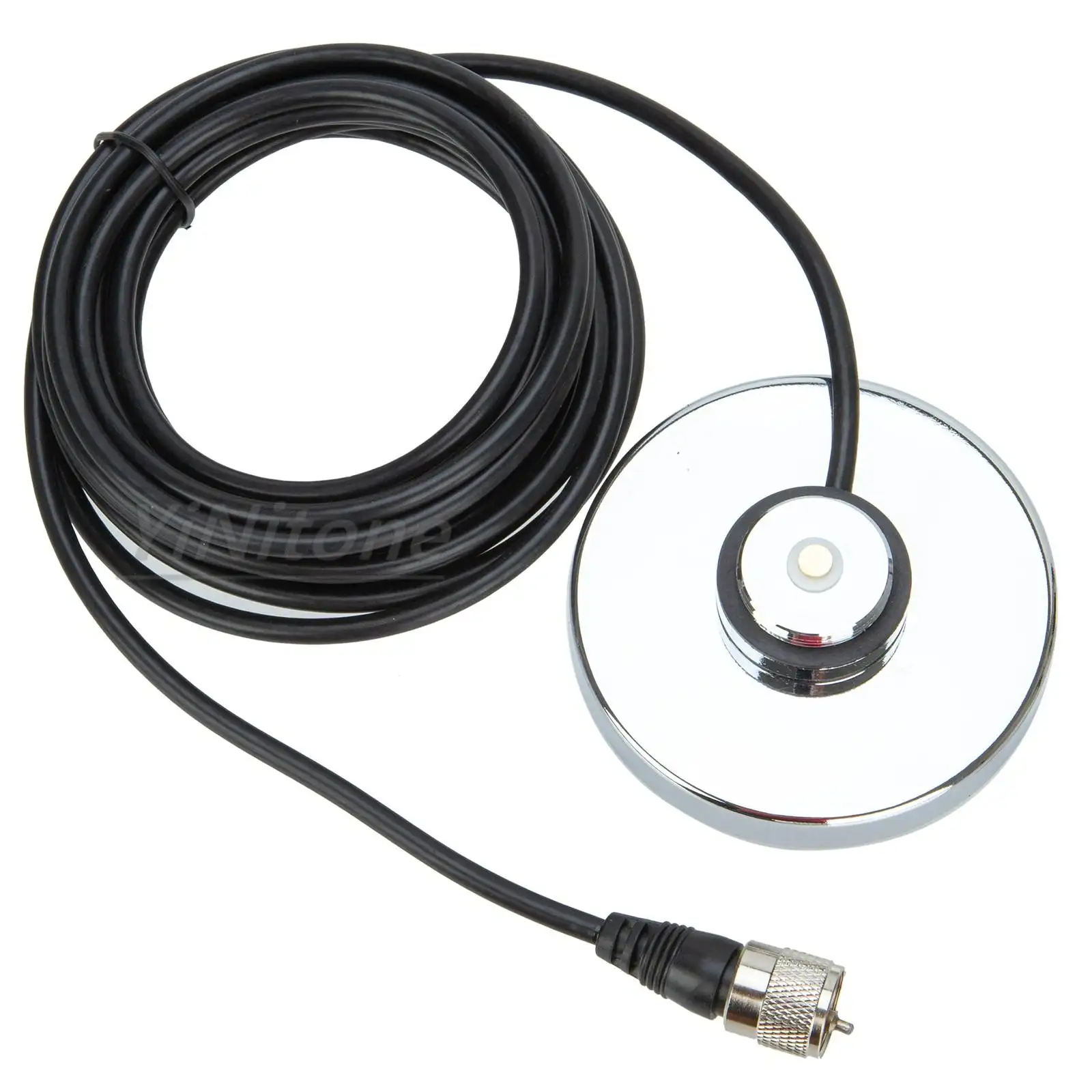 Base magnética de montaje NMO de 9CM, plateado/negro, con Cable Coaxial de 5M, para montaje de antena de Radio móvil para coche QYT TYT