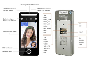 Riconoscimento dinamico del viso e delle impronte digitali controllo accessi codice QR lettore RFID riconoscimento facciale sistema biometrico di presenze - Product Image 6